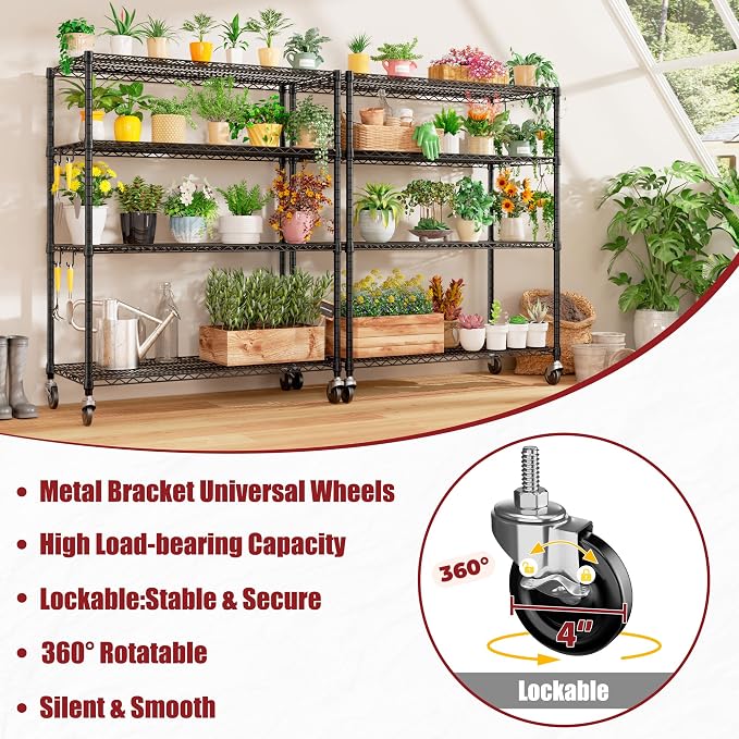 PrimeZone 2 Packs 55.5" W x 24" D x 80" H Heavy Duty Wire Storage Shelves - Image 6