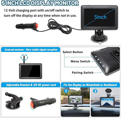EWAY Wireless WiFi Magnetic Hitch Backup Camera 1080P HD Rechargeable Battery - Image 6