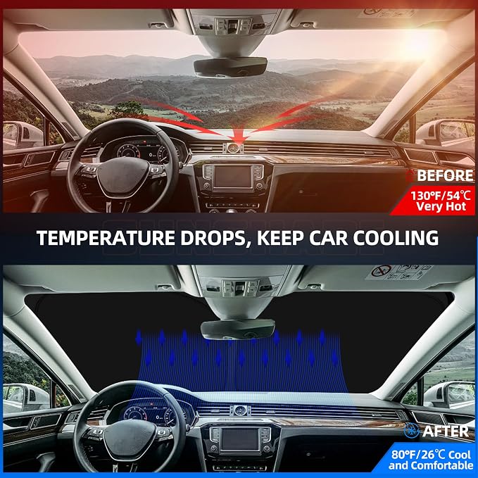 Windshield Sun Shade for Kia K5 2021-2025 Foldable Sunshade Custom Fit Front - Image 2