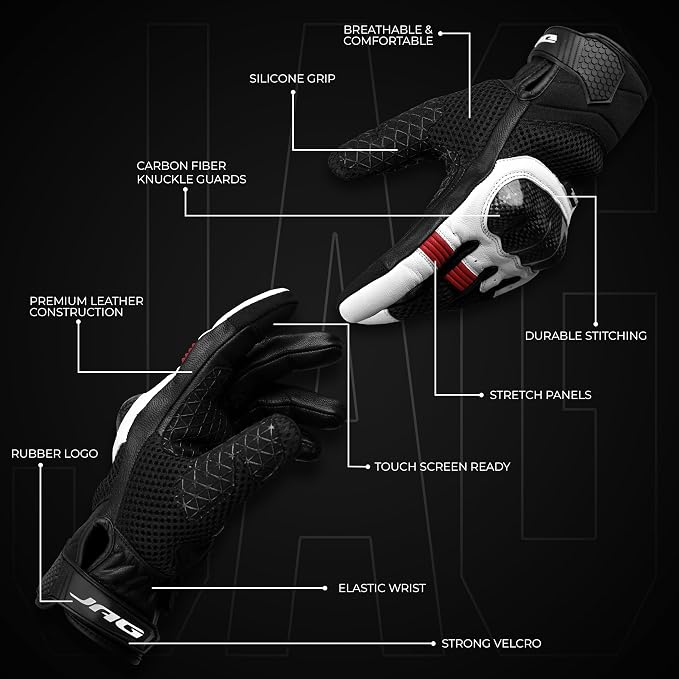 J.A.G. Leather Motorcycle Gloves - Image 7