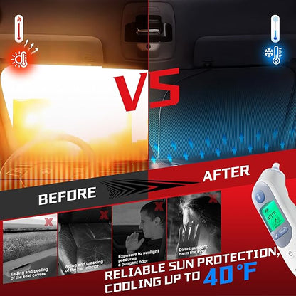 Windshield Sun Shade for 2019-2025 Volkswagen VW Jetta Foldable Sun Sunshade - Image 4