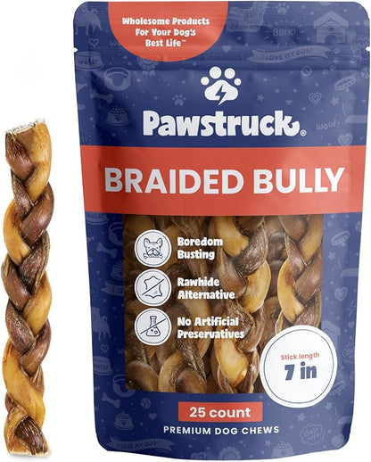 Pawstruck Natural 7” Braided Bully Sticks by Pawstruck