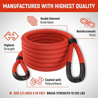 MiolleGear Kinetic Recovery Rope kit Heavy Duty Tow Rope - Image 2