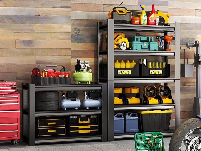 Metal Garage Shelving Unit, Heavy Duty 3-Tier Adjustable Storage Rack, Steel - Image 2