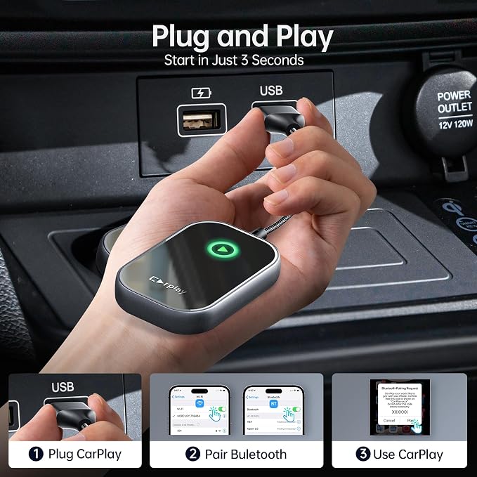 Wireless CarPlay Adapter, Converts Wired to Wireless CarPlay Dongle - Image 6