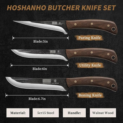 Butcher Knife Set 3-Piece, Super Sharp Hand Forged Fillet Knife & Dividing - Image 2