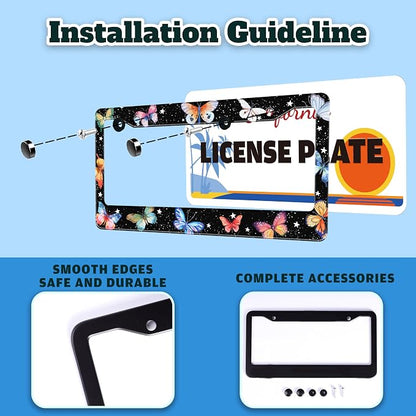 Beautiful Colorful Butterfly License Plate Frame Funny Watercolor License Plate - Image 4