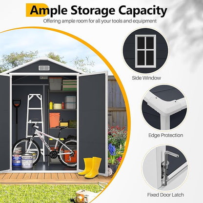 6*4.4 FT Resin Outdoor Storage Shed Plastic Shed - Image 4