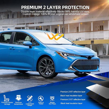 Windshield Sun Shade for Toyo-ta Corolla 2014-2019 Foldable Sunshade Custom Fit - Image 3