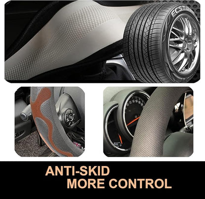 PINCTROT D Shaped Comfy Grip Steering Wheel Cover, Anti-Slip Design, Flat - Image 5