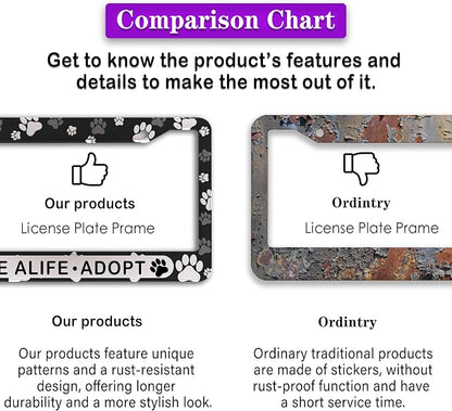 License Plate Holder Black and White License Plate Frames Save a Life Adopt - Image 6