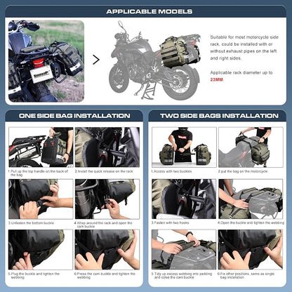 Rhinowalk Motorcycle Saddlebag Waterproof Motor Luggage Pack Quick Release - Image 5