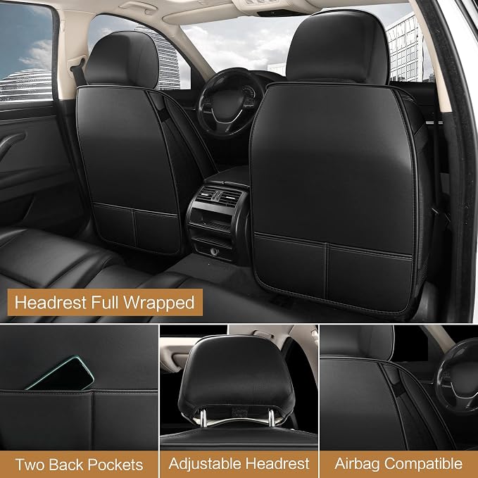 Pariitadin Leather Car Seat Covers Full Set, Waterproof Faux Leather Seat Covers - Image 2