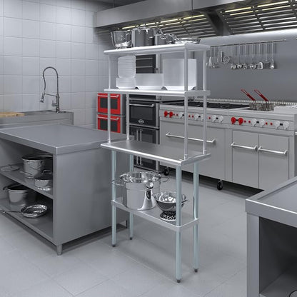 AmGood Stainless Steel Work Table Double Tier Overshelf | NSF - Image 4