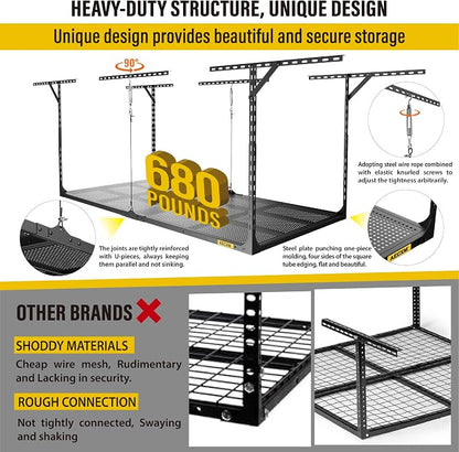 3x6ft Overhead Garage Storage, Adjustable Ceiling Mounted Storage Racks - Image 3