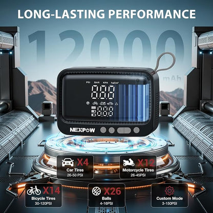 NEXPOW Tire Inflator Portable Air Compressor, 150 PSI Cordless Air Pump - Image 3