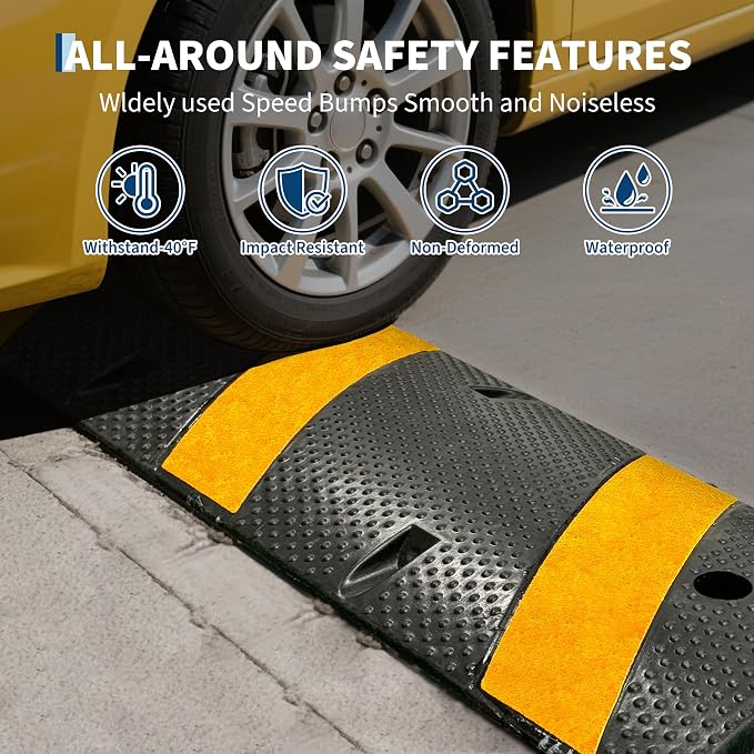 6FT Speed Bumps Wite End for Road, Heavy-Duty 25, 000 Lbs Capacity Traffic - Image 8