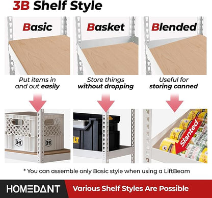 HOMEDANT White 5 Tier Laminated Boltless Heavy Duty Garage Storage Adjustable - Image 4