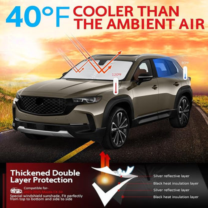 KAYZT Windshield Sun Shade for 2023-2025 2026 Mazda CX50 CX-50 Foldable - Image 2