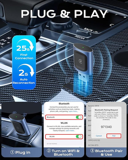 AuroraLink Wireless Carplay & Android Auto Adapter 2-in-1 Stable & No Delay - Image 4