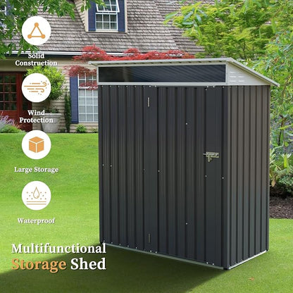 Vongrasig 5 x 3 x 6 FT Outdoor Storage Shed Clearance, Metal Garden Shed - Image 6