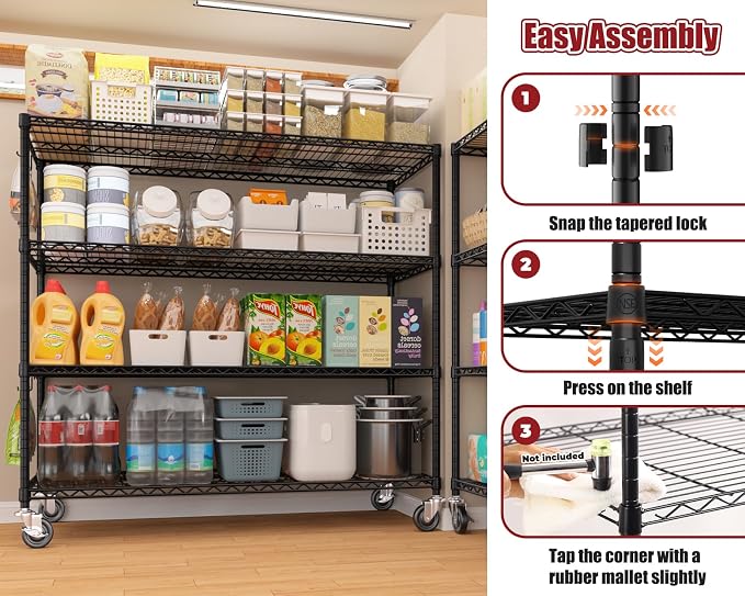 PrimeZone 2 Packs 55.5" W x 24" D x 80" H Heavy Duty Wire Storage Shelves - Image 7
