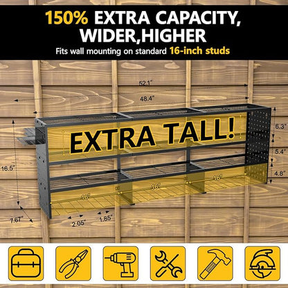 Large Power Tool Organizer Wall Mount, 4 Layer 49" W Heavy Duty Metal Tool - Image 2