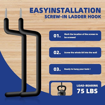 10 Pcs Ladder Hook Screw in Storage Hanger, Wall Mount Garage Storage Hooks - Image 4