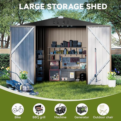 COMHOMA Shed Outdoor Storage Shed Metal, Lockable Doors Tool Sheds - Image 4