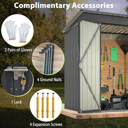 4x6 ft Metal Shed Outdoor Storage Shed, Metal Steel Utility Tool Shed Storage - Image 5