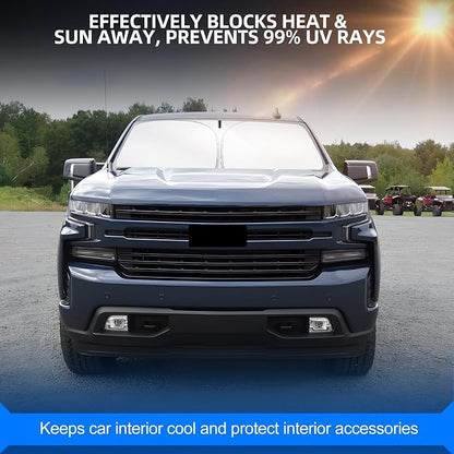 Windshield Sun Shade for Silverado 1500 2019-2025 2026 Foldable Sunshade Custom - Image 7