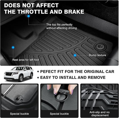 Powerty Floor Mats for 2023-2025 Nissan Pathfinder 7 Seats Accessories All - Image 4
