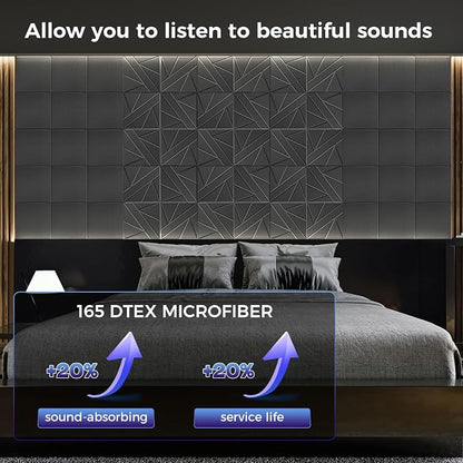 15 pcs 165dtex Microfiber Acoustic Panels ，Self-Adhesive Soundproof Wall Panels - Image 2