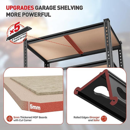 REIBII 2020LBS Storage Shelves 5 Tier Garage Shelving Heavy Duty, Adjustable - Image 5