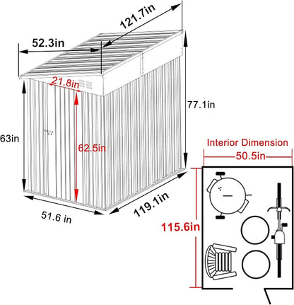 BlueWish 4'x10' Storage Shed, Outdoor Storage Shed - Image 2