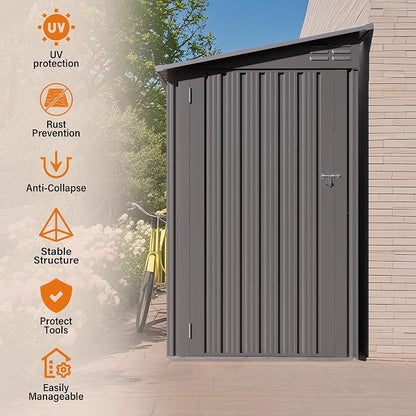 4 x 9 FT Lean to Shed with Windows, Metal Sheds & Outdoor Storage with 2 Vents - Image 7