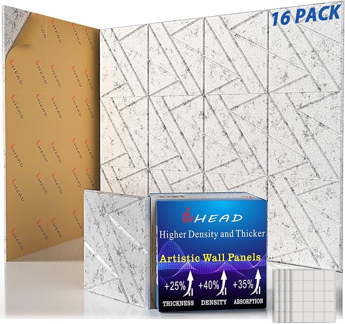 16 Pack Self-Adhesive Soundproof Wall Panels, 1.2lb/ft³ High Density, Thicker by Staytunedforournewproduct