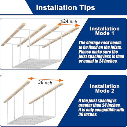 GIOTORENT 3x8FT Heavy Duty Overhead Garage Storage Rack - Image 5