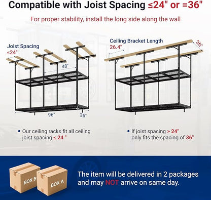FLEXIMOUNTS 3x8 2-Tier Overhead Garage Storage Rack – Adjustable Heavy Duty - Image 3