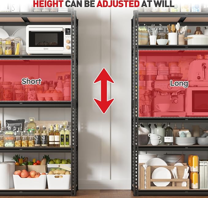 REIBII 2020LBS Storage Shelves 5 Tier Garage Shelving Heavy Duty, Adjustable - Image 6