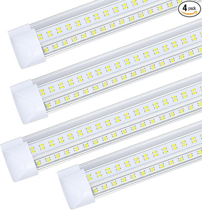 4 Pack, Led Shop Lights, 8FT Led Shop Light, 144W 6000K 19500LM Clear White by DOUYIDOUBEST-LEDLIGHTING
