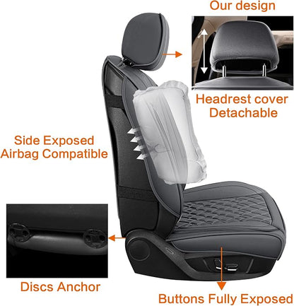 Pariitadin Leather Car Seat Covers Full Set, Waterproof Breathable Faux Leather - Image 4
