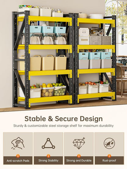4-Tier Storage Shelves, Adjustable Industrial Metal Shelf System, 500lbs - Image 7