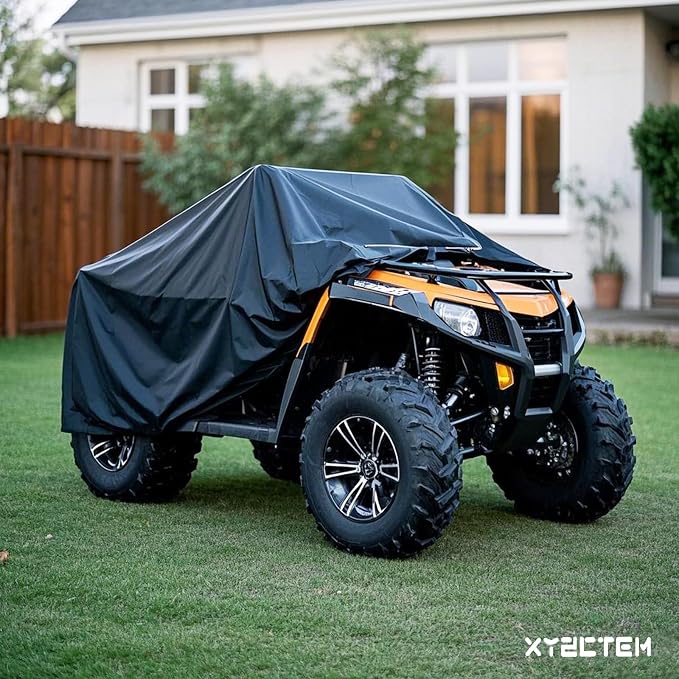 XYZCTEM Waterproof ATV Cover, Heavy Duty Black Protects 4 Wheeler from Snow - Image 6