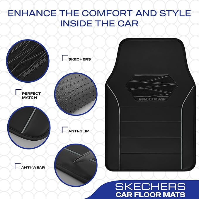 Skechers Memory Foam Car Mats, Leather Piping Floor Mats - Image 4