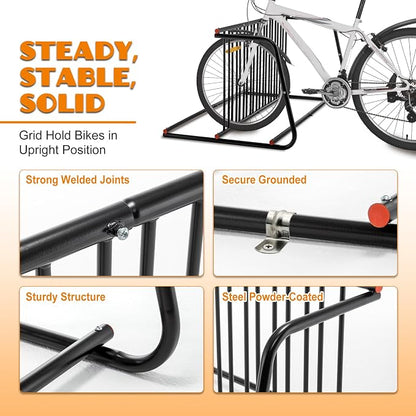 10-Bike Floor Bike Rack, 60” Dual-Sided Freestanding Steel Bike Stand - Image 6