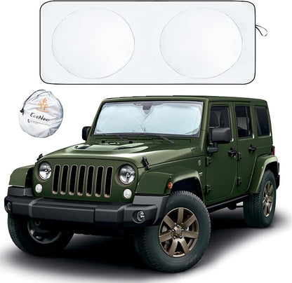 EcoNour Jeep Wrangler Windshield Sunshade | Front Windshield Sun Shade to by EcoNour