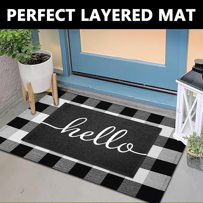 EARTHALL Door Mat 3-Pack Outside Inside Hello Doormat 30"x17.5" Durable Floor - Image 4