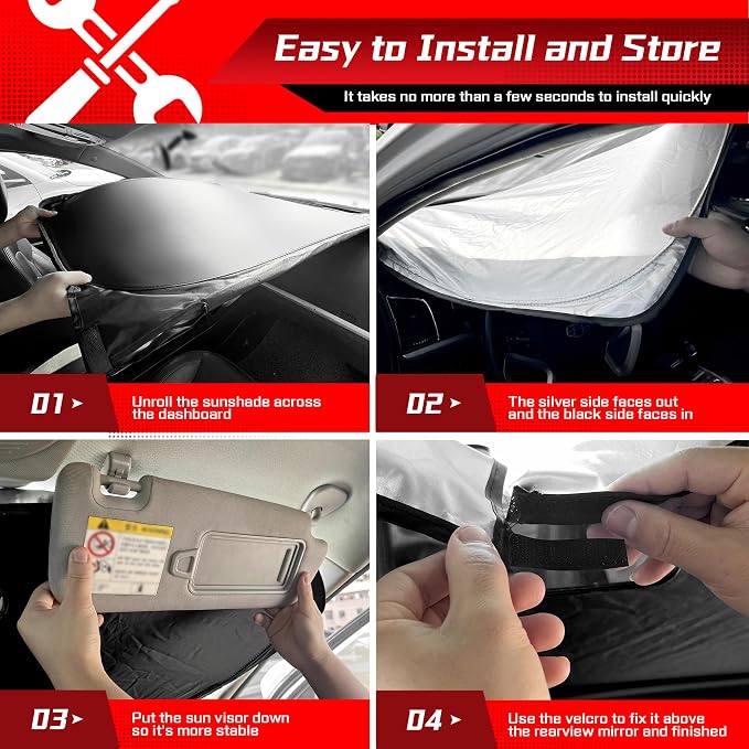 ARISMOTOR Windshield Sun Shade for Ford Escape 2020-2025, Custom Fit Foldable - Image 6