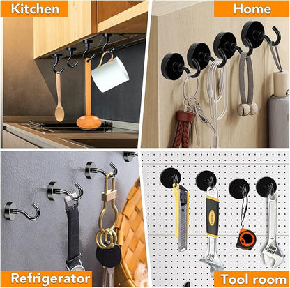 MIKEDE Magnetic Hooks, 25Lbs+ Black Heavy Duty Earth Magnets - Image 7